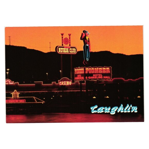 Nevada Club Pioneer Hotel Vintage Postcard Gambling Hall Laughlin Vacation - Picture 1 of 2